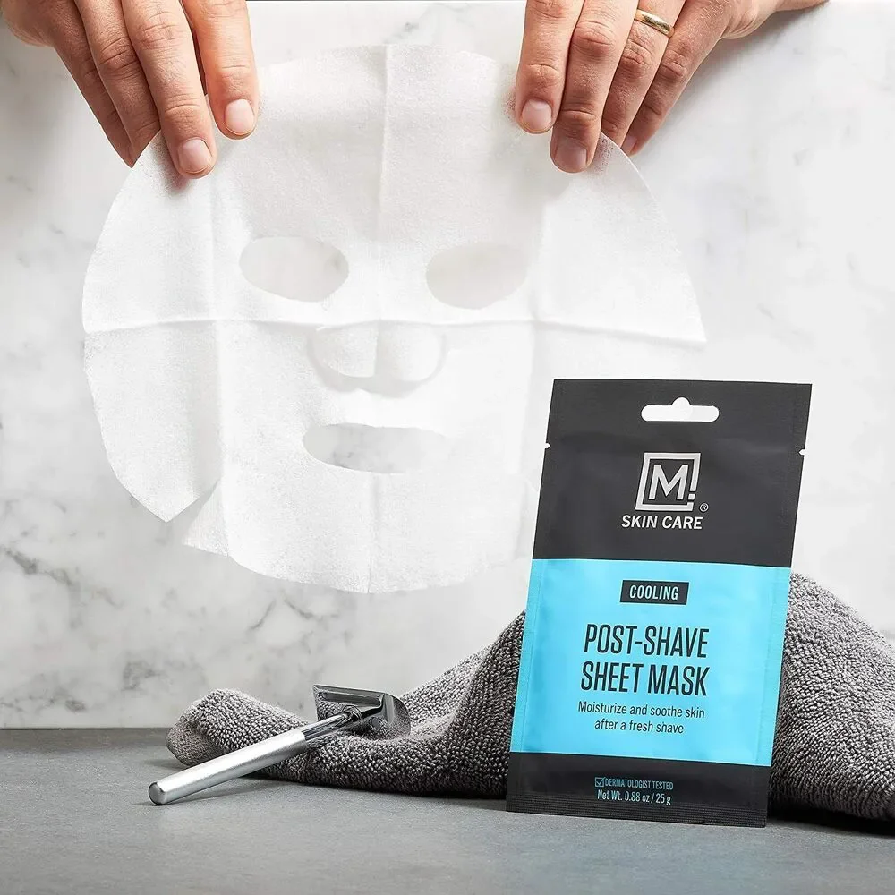 Set of 9 M.Skin Care Post Shave Cooling Facial Sheet Mask for Men, Moisturize